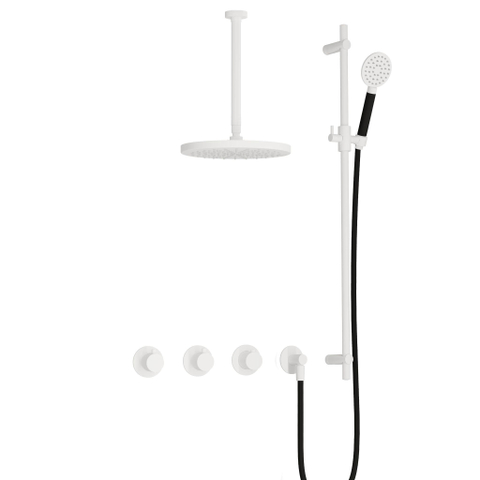 Hotbath Cobber IBS70 Regendoucheset - inbouw - 30cm plafondarm - 20cm ronde hoofddouche - 3 standen handdouche - glijstang - mat wit SW678213