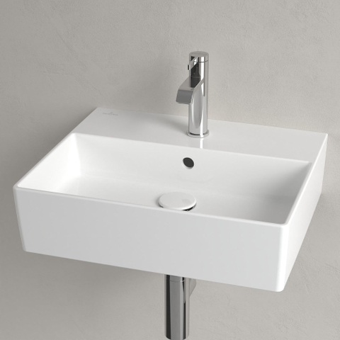 Villeroy & Boch memento 2.0 wastafel onderzijde - geslepen - 50x42cm - met overloop - 1 kraangat - White Alpine (glans wit) SW354333