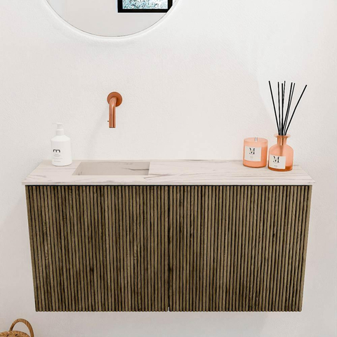 Mondiaz JOYA-DLUX 80cm toiletmeubel - kleur Dusk - Wastafel FAYE positie Links Zonder kraangat kleur Nata. SW1425910