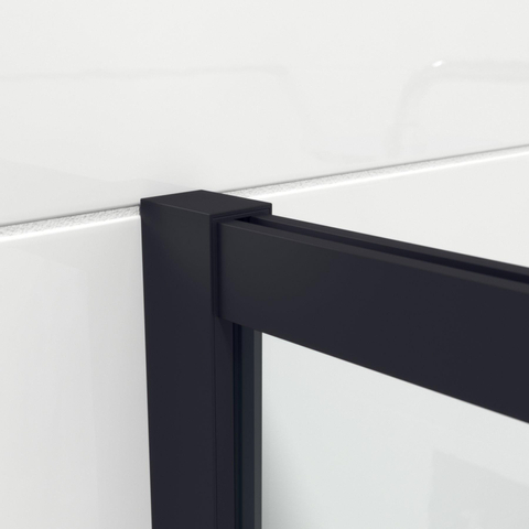 Saniclass Bellini inloopdouche 120x200cm veiligheidsglas mat zwart frame lines buitenzijde met anti kalk TWEEDEKANS OUT7194