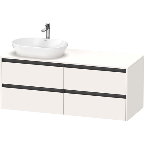 Duravit Ketho.2 Wastafelonderbouwkast - inclusief consoleplaat - met 4 laden - voor waskom links - 140x55x56.8cm - met handgrepen antraciet - wit supermat SW772240