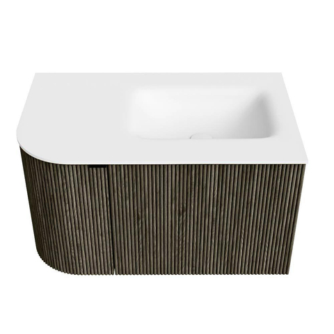 Mondiaz KURVE Badkamermeubelset - 75x46x40cm - 1 lade - 1 deur - wastafel solid surface - rechts - 1 kraangat - Shadow SW1414195