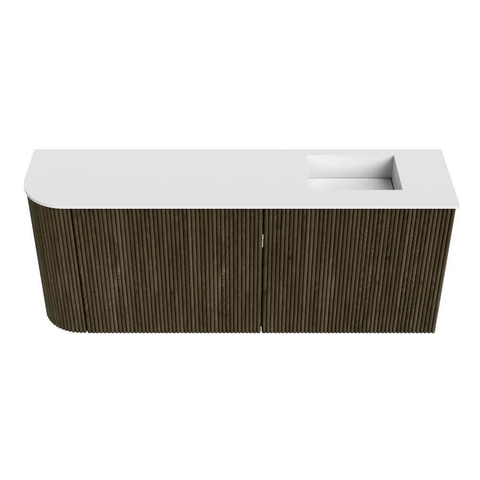 Mondiaz JOYA 101.6cm meuble de salle de bains - arrondi gauche couleur Shadow - Vasque FAYE position Droite Sans trou de robinet couleur Talc. SW1421449