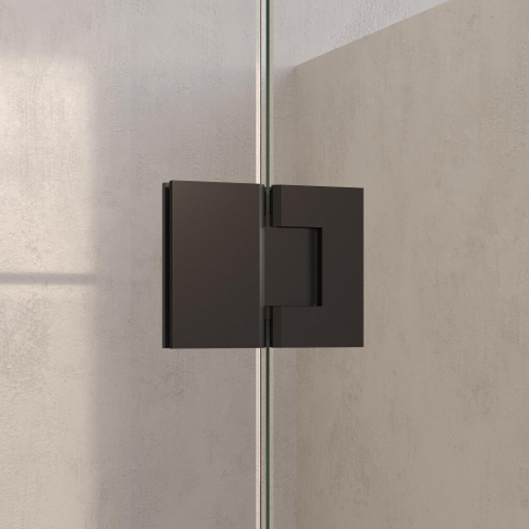 BRAUER Void Carving Porte de niche - 2 pièces - 160x200cm - porte battante en verre 70cm - revêtement verre - réversible - verre clair - noir mat SW1418296