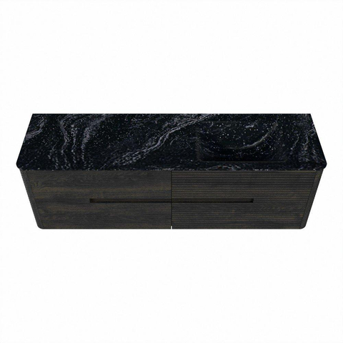 Mondiaz CIRO-DLUX Badkamermeubelset - 160x45x50cm - Solid surface wastafel Lava - 1 wasbak Rechts - zonder kraangaten - 4 lades - Shadow SW1532491