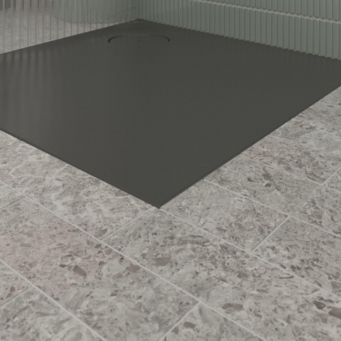 Villeroy & Boch Ecora douchebak - 80x80x3.5cm - hoekafvoer - anthracite (antraciet) SW1558888