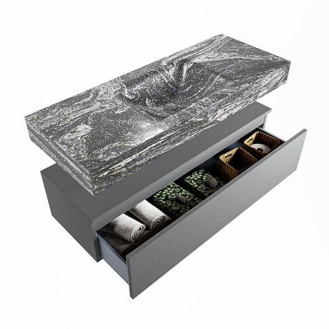 MONDIAZ ALAN - DLUX Badkamermeubelset - 120cm - onderkast - Plata - 1 lade - vrijhangende wastafel - wasbak midden - 1 kraangat - Lava SW808711