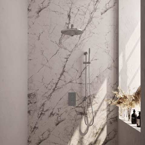 BRAUER Chrome Edition inbouw regendoucheset – Ø30 cm hoofddouche – 40 cm rechte wandarm – staafhanddouche – met omstel SW538382