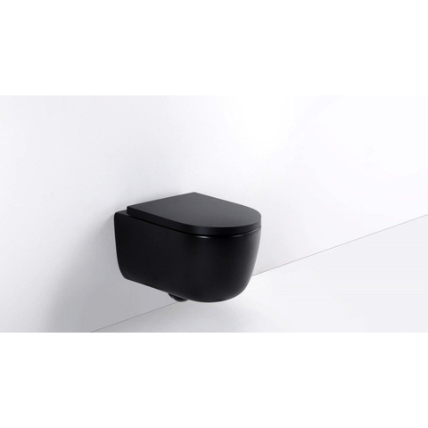 QeramiQ Dely Swirl WC suspendu – sans bride – profondeur 53 cm – avec abattant softclose 35 mm – noir mat SW1026260