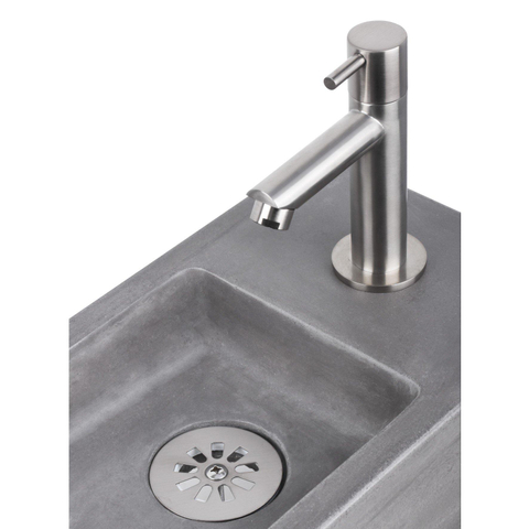Differnz Ravo fonteinset – 38.5x18.5x25 cm – beton donker grijs – rechte mat chromen kraan – met zwart frame SW373239