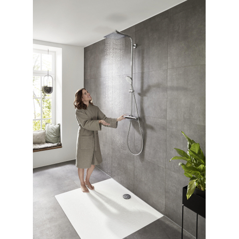 Hansgrohe Crometta e 240 - 1jet - showerpipe: - met Ecostat - 1001 CL douchekraan thermostatischHOH=15cm - met E - 24 - thermostaat - hoogglans chroom SW73205
