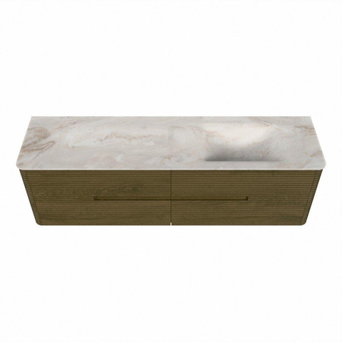 Mondiaz CIRO-DLUX Ensemble de meubles de salle de bains - 170x45x50cm - Plan vasque solid surface Frappe - 1 vasque à droite - 1 trou de robinetterie - 4 tiroirs - Dusk SW1532843