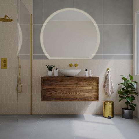 Saniclass Holz Frame Meuble sous lavabo de salle de bains - 100x45x40cm - 1 tiroir - Noyer pure SW1420771