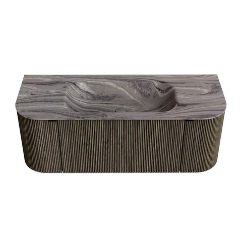 MONDIAZ KURVE-DLUX Meuble de salle de bains 120cm arrondi Gauche + Droite couleur Shadow avec 1 tiroir et 2 portes. Lavabo BIG SMALL Central 1 trou de robinetterie Sombra. SW1433747