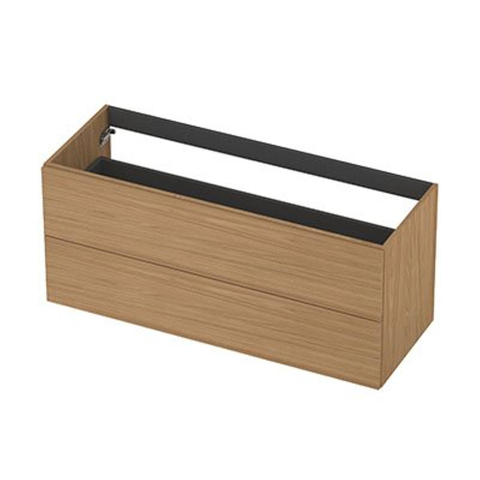INK Badmeubel - 120x45x52cm - 2 lades - opliggende grepen - MDF - Blank eiken met Wastafel Momento SHOWROOMMODEL SHOW26468