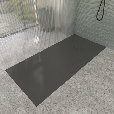 Villeroy & Boch Ecora douchebak - 170x80x4.5cm - afvoer korte zijde - anthracite (antraciet) SW1558963