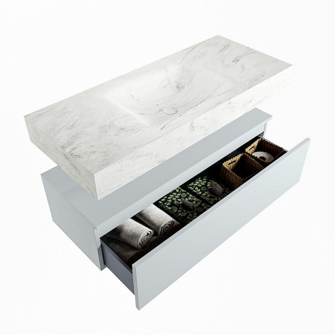 MONDIAZ ALAN - DLUX Badkamermeubelset - 110cm - onderkast - Clay - 1 lade - vrijhangende wastafel - wasbak midden - 1 kraangat - Opalo SW806853