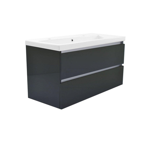 Wiesbaden Vision Meuble sous vasque avec 2 tiroirs 100 x 46 cm gris laqué brillant SW95817