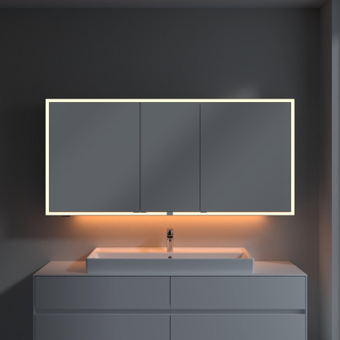 Villeroy & Boch My View Now spiegelkast - met 3 deuren - met led verlichting en wastafelverlichting - 160x75x16.8cm - met sensorschakelaar - Aluminium (zilver) SW702118