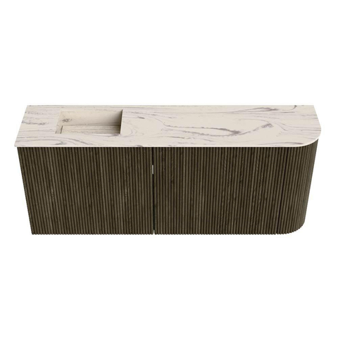 Mondiaz JOYA-DLUX 101.6cm toiletmeubel - ronding rechts kleur Shadow - Wastafel FAYE positie Links 1 kraangat kleur Nata. SW1424983