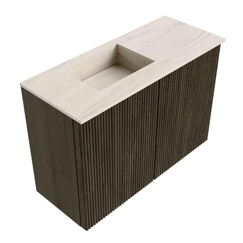 Mondiaz JOYA-DLUX 60cm toiletmeubel - kleur Shadow - Wastafel FAYE positie Links Zonder kraangat kleur Meli. SW1424863