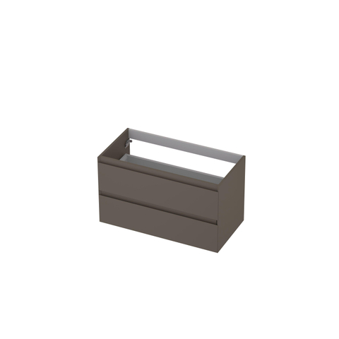 INK Meuble sous-lavabo - 90x45x52cm - 2 tiroirs - sans poignée - MDF laqué - taupe mat SW1443706