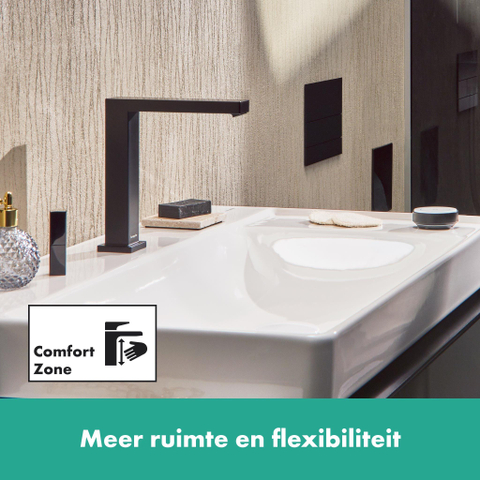 Hansgrohe Tecturis E Wastafelmengkraan - push to open plug - 15.8cm uitloop - coolstart - mat zwart SW918665