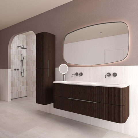 INK SP30 miroir - 120x4x80cm contour en cadre acier incl LED indirect - chauffage - changement de couleur - dimmable et interrupteur - métal noir brossé SW955848