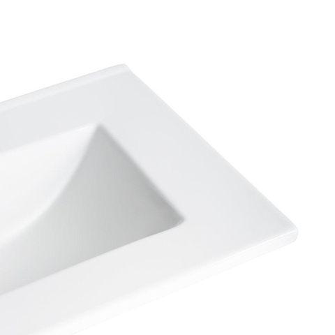 Saniclass Vygo wastafel - 60x40x2cm - wasbak midden - 1 kraangat - glans wit SW7115