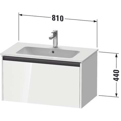 Duravit Ketho.2 Wastafelonderbouwkast - met 1 lade - 81x48x44cm - met greep antraciet - basalt mat SW772787