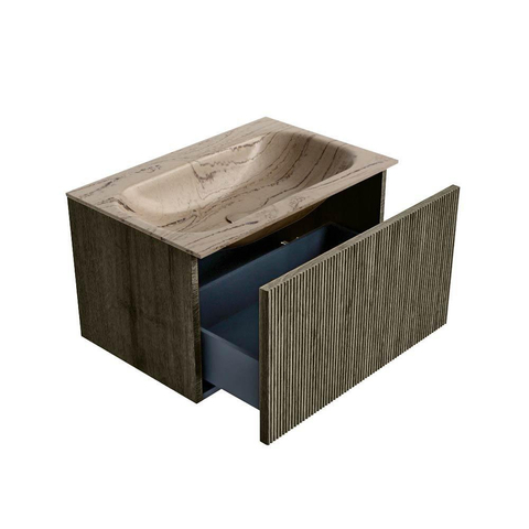 MONDIAZ KURVE-DLUX Meuble de salle de bains 70cm couleur Shadow avec 1 tiroir et 0 porte. Lavabo BIG SMALL Central sans trou de robinet Arena. SW1431289