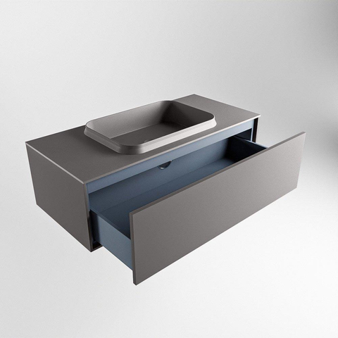 ENSEMBLE DE MEUBLE MONDIAZ ERIN - 100cm - Gris foncé - 1 tiroir - lavabo centré - 0 trous de robinet - Gris foncé SW697940