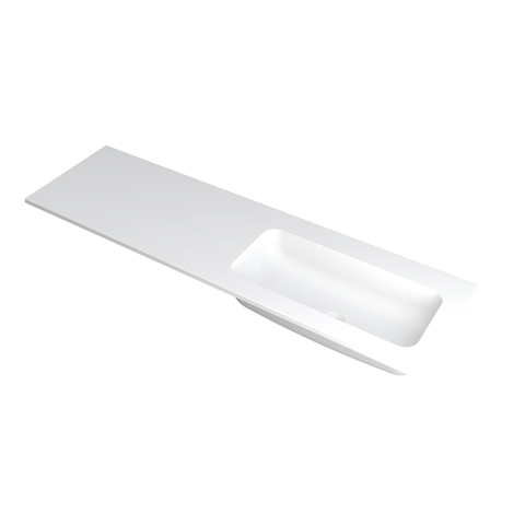 Ink faktor lavabo 160x1.5x45cm 0 trous pour robinet 1 évier polystone blanc mat SW207308