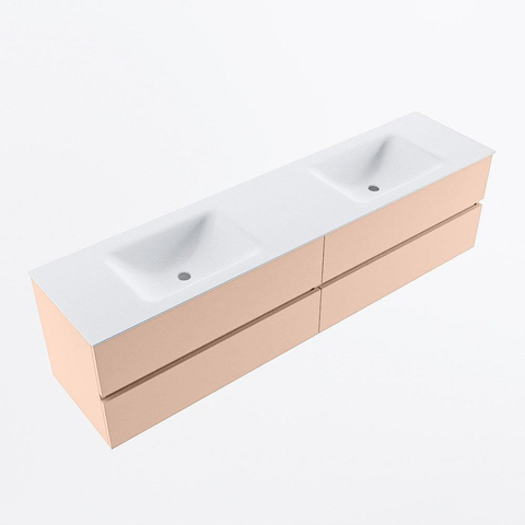 MONDIAZ Vica Ensemble meuble de salle de bains - 190cm - meuble bas rosee - 4 tiroirs - lavabo cloud double - 2 trous de robinet - version haute 60cm - talc SW1083354