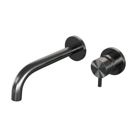 BRAUER Gunmetal Edition Wastafelmengkraan inbouw - gebogen uitloop links - hendel kort smal - inclusief inbouwdeel - model B 1 - PVD - geborsteld gunmetal SW715808