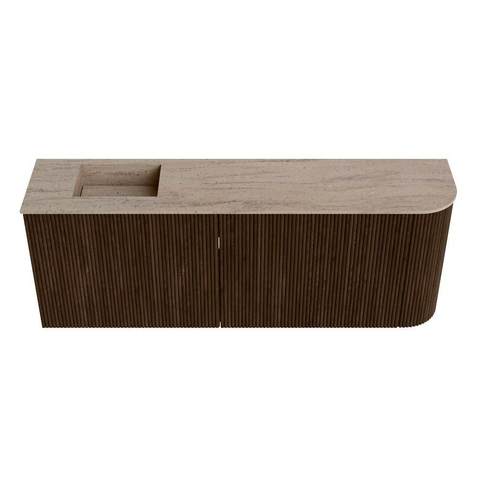 Mondiaz JOYA-DLUX Meuble de salle de bains 111.6cm - arrondi droit couleur Walnut - Vasque FAYE position Gauche Sans trou de robinet couleur Saba SW1424690
