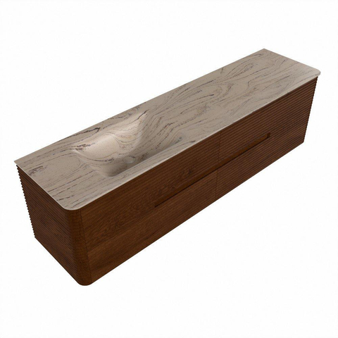 Mondiaz CIRO-DLUX Meuble de salle de bains - 180x45x50cm - Lavabo solid surface Arena - 1 vasque à gauche - 1 trou de robinet - 4 tiroirs - Ruby SW1531762