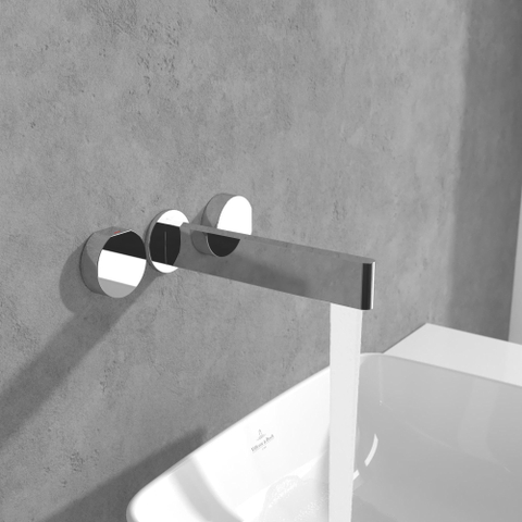 Villeroy & Boch Dawn wastafeluitloop set - zonder pop up afvoergarnituur - wandmontage afbouwdeel - hoogglans chroom SW974323