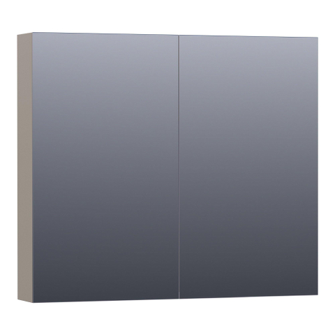 Saniclass Plain Spiegelkast - 80x70x15cm - 2 links/rechtsdraaiende spiegeldeuren - MDF - mat taupe SW393124