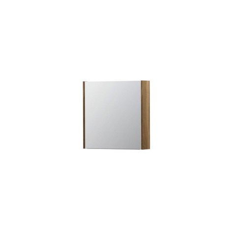 INK SPK1 Spiegelkast - 60x14x60cm - 1 deur - dubbelzijdige Spiegel - schakelaar en stopcontact - eiken Massief eiken Aqua SW440044