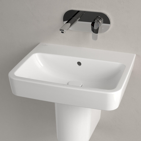 Villeroy & Boch O.novo wastafel - 55x46cm - zonder kraangat - met overloop CeramicPlus - White Alpine (glans wit) SW448367