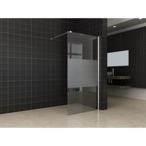 Wiesbaden Comfort Inloopdouche - 120x200cm - 10mm - nano helder glas - met melkglas middenband - chroom SW28360