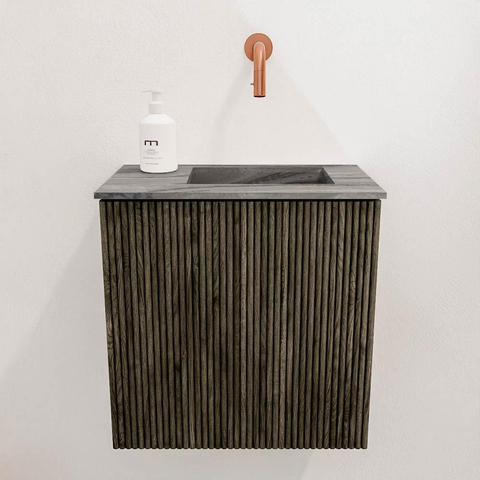 Mondiaz JOYA-DLUX 40cm toiletmeubel - kleur Shadow - Wastafel FAYE positie Rechts Zonder kraangat kleur Sombra. SW1425175