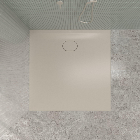 Villeroy & Boch Ecora douchebak - 100x100x3.5cm - afvoer korte zijde - almond (beige) SW1558952