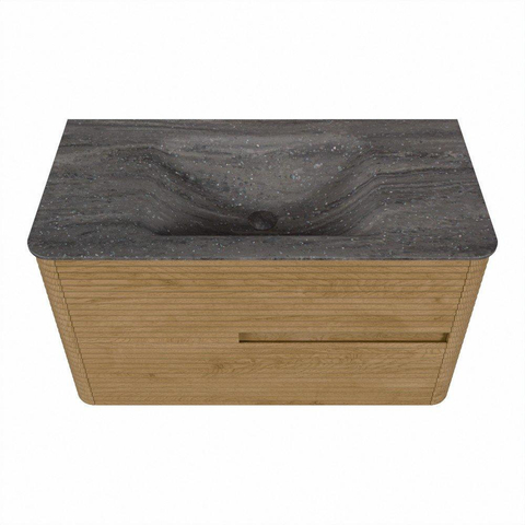 Mondiaz CIRO-DLUX Ensemble de meubles de salle de bains - 90x45x50cm - Vasque en solid surface Oza - 1 lavabo au milieu - 1 trou de robinet - 2 tiroirs - Chêne SW1531093