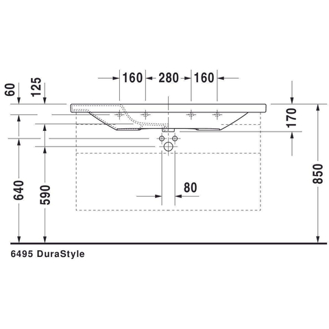 Duravit Durastyle Meubelwastafel - met overloop - met 1 kraangat - 120x48cm - met wondergliss - wit SW54154