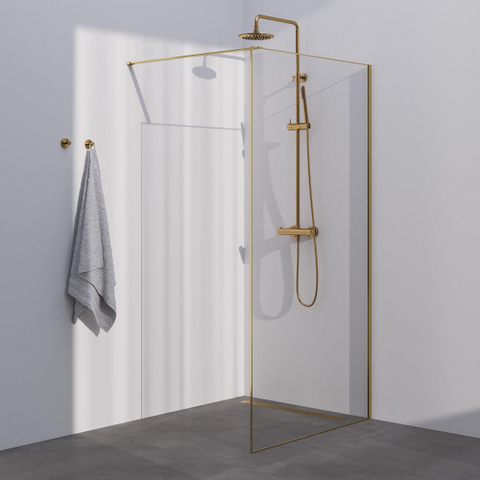 Brauer Season Douche à l'italienne - 90x200cm - verre clair avec cadre - Doré SW1039030