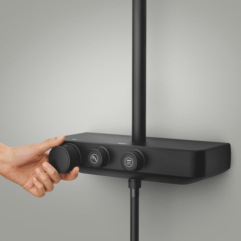 GROHE Vitalio Joy doucheset - 28cm - rond - thermostatisch - SmartControl - mat zwart SW1590070