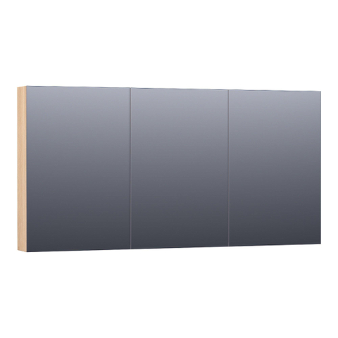 BRAUER Impress armoire de toilette – 139 x 70 x 15 cm – 3 portes, portes-miroir double face – Chêne naturel SW393027