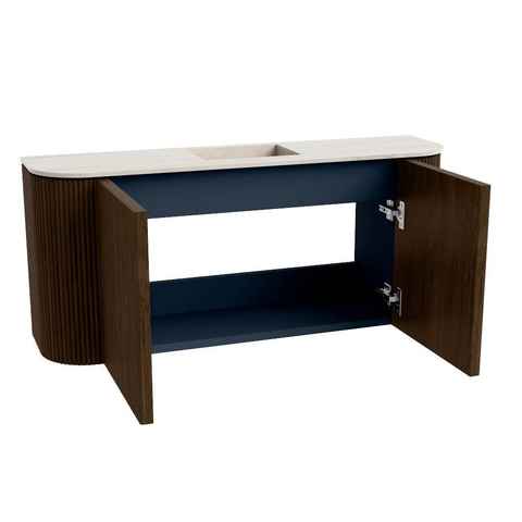 Mondiaz JOYA-DLUX 93.2cm toiletmeubel - ronding links en rechts kleur Walnut - Wastafel FAYE positie Midden Zonder kraangat kleur Meli. SW1424462